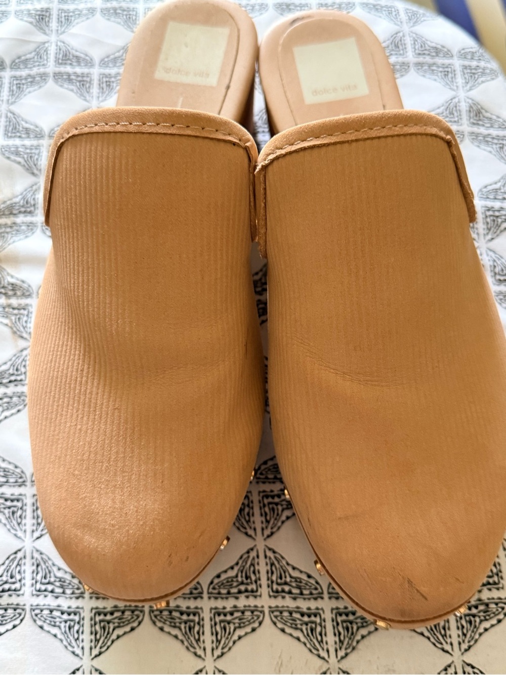 Dolce Vita Tan Corduroy Slide Woiden clogs
